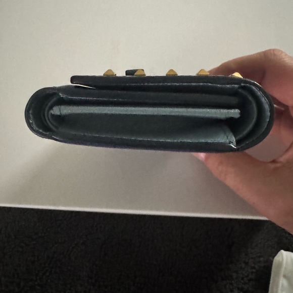 MCM Blue Studded Trifold Wallet - Picture 10 of 11